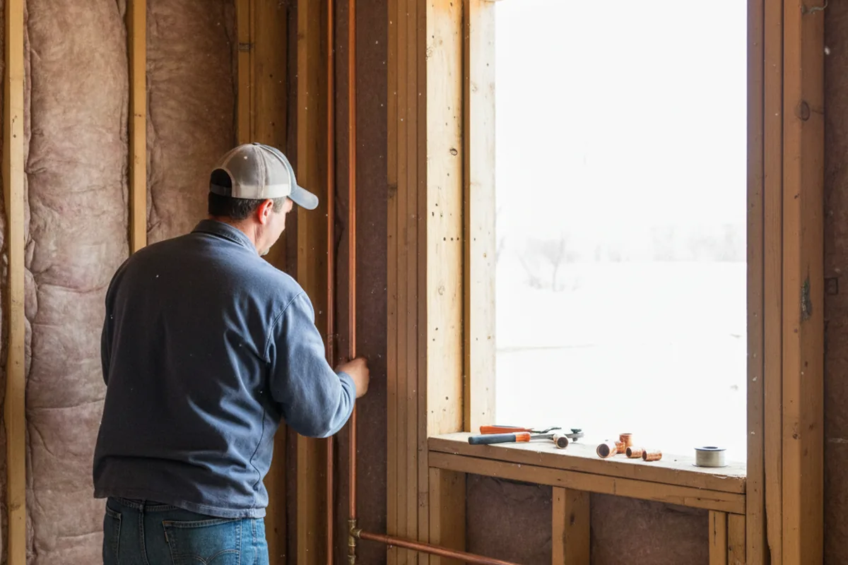 Licensed plumber running new copper supply lines in a Lake Elmo home