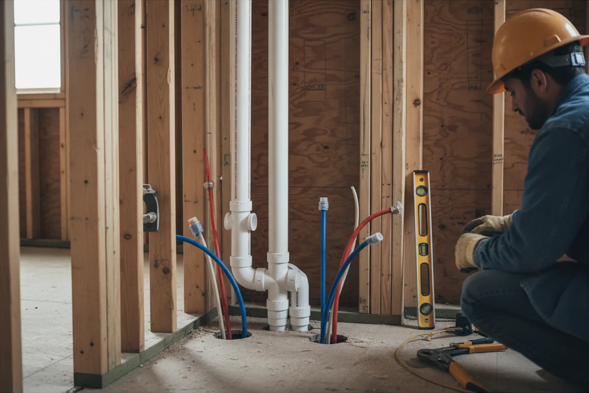 Drain and supply rough-in during Drain Cleaning in Lake Elmo