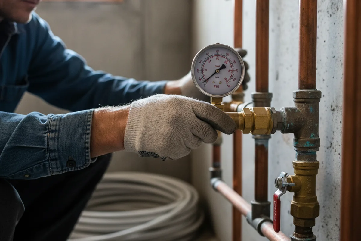 Pressure testing a repaired line during Water Line Repair in Lake Elmo
